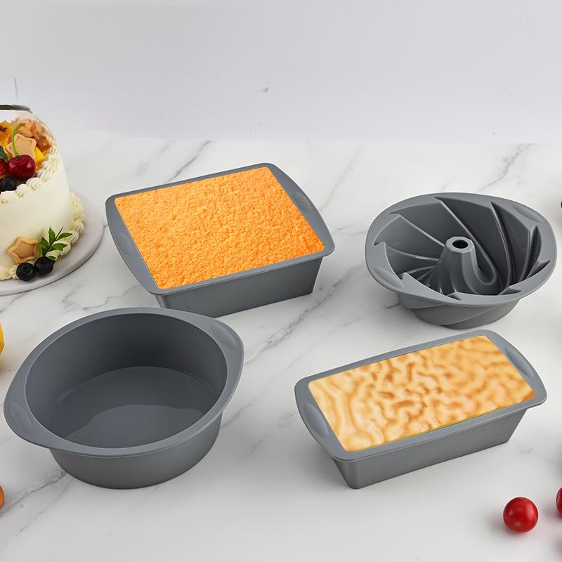 Commercial Kitchen Pots And Pans - Silicone Square 4-Piece Cake Pan Non-Stick