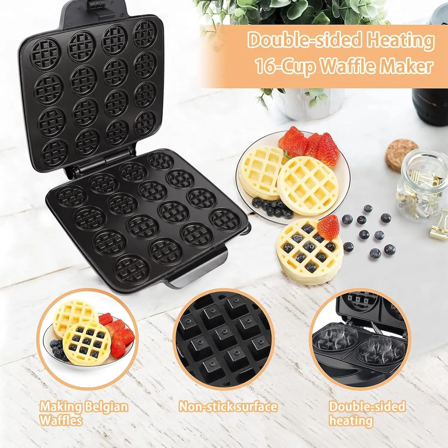 16-Hole Waffle Maker, Quick He - Sandwich Press Panini recension och pris