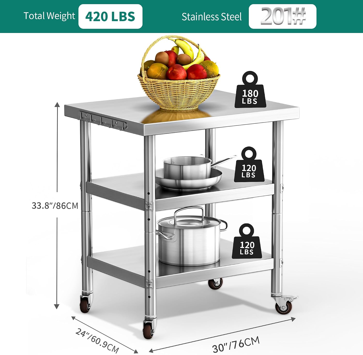 Stainless Steel Food Prep Tabl - Commercial Kitchen Prep Table With Storage recension och pris