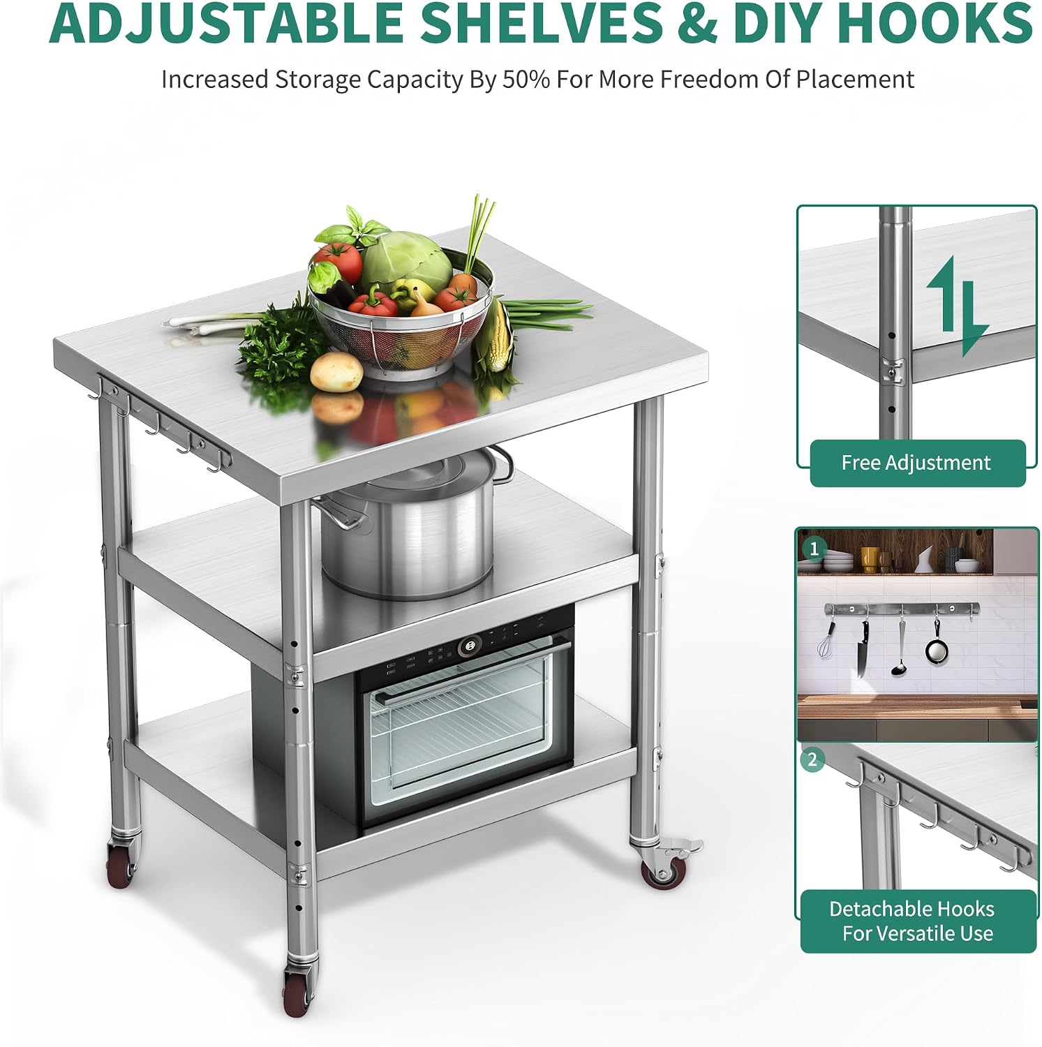 Stainless Steel Food Prep Tabl - Commercial Kitchen Prep Table With Storage recension och pris