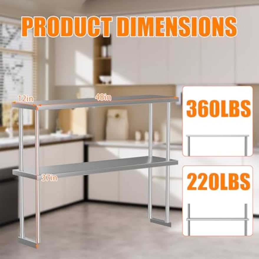 Stainless Steel Double Tier Ov - Commercial Kitchen Prep Table With Storage recension och pris