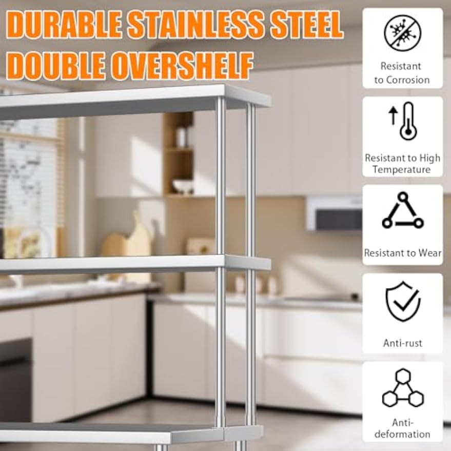 Stainless Steel Double Tier Ov - Commercial Kitchen Prep Table With Storage recension och pris